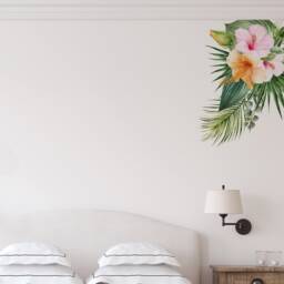 Tropical Floral Wall Sticker Set. Flowers Home Decor. Alternative Wallpaper. Decals & Flower Decor - thumbnail 3