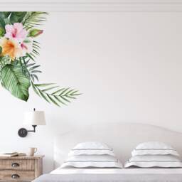 Tropical Floral Wall Sticker Set. Flowers Home Decor. Alternative Wallpaper. Decals & Flower Decor - thumbnail 2