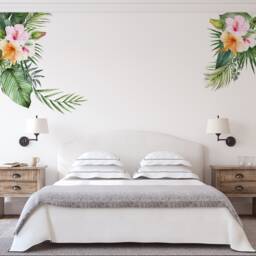 Tropical Floral Wall Sticker Set. Flowers Home Decor. Alternative Wallpaper. Decals & Flower Decor - thumbnail 1