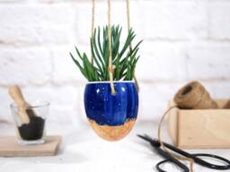 Handpainted Ceramic Hanging Planter Mini Succulent Pot - thumbnail 1