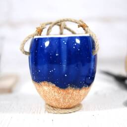Handpainted Ceramic Hanging Planter Mini Succulent Pot - thumbnail 3