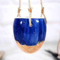 Handpainted Ceramic Hanging Planter Mini Succulent Pot - thumbnail 4