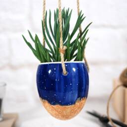 Handpainted Ceramic Hanging Planter Mini Succulent Pot - thumbnail 2