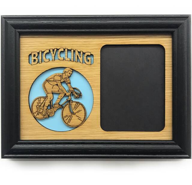 Bicycling Picture Frame - 5x7 Holds 3x4 Photo Biker Frame, Bicyclist Cyclist Gift, Gift - image 1