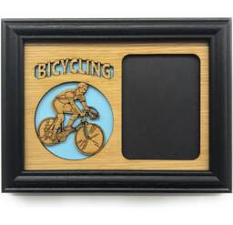 Bicycling Picture Frame - 5x7 Holds 3x4 Photo Biker Frame, Bicyclist Cyclist Gift, Gift