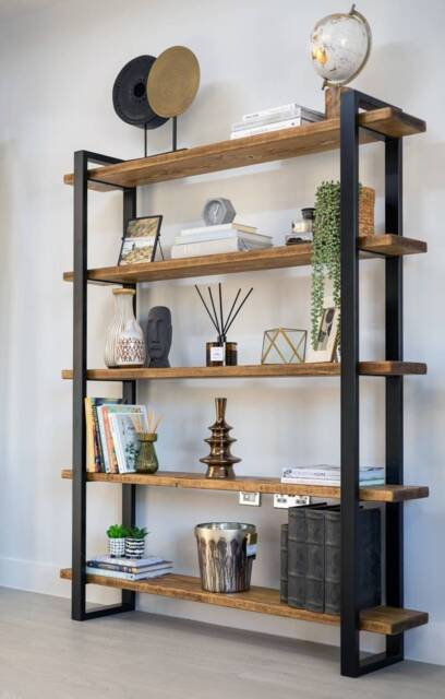 Reclaimed Wood Shelving Unit Rustic Industrial Bookcase - image 1