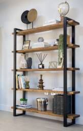 Reclaimed Wood Shelving Unit Rustic Industrial Bookcase - thumbnail 1