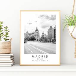 Madrid Print Black & White Cityscape, Spain Travel Art - thumbnail 3