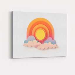 Pastel Layered Rainbow Clouds Paper Cut Abstract Canvas Wall Art Print Decor Picture Ready To Hang - thumbnail 4