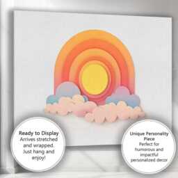 Pastel Layered Rainbow Clouds Paper Cut Abstract Canvas Wall Art Print Decor Picture Ready To Hang - thumbnail 3