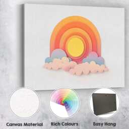 Pastel Layered Rainbow Clouds Paper Cut Abstract Canvas Wall Art Print Decor Picture Ready To Hang - thumbnail 2