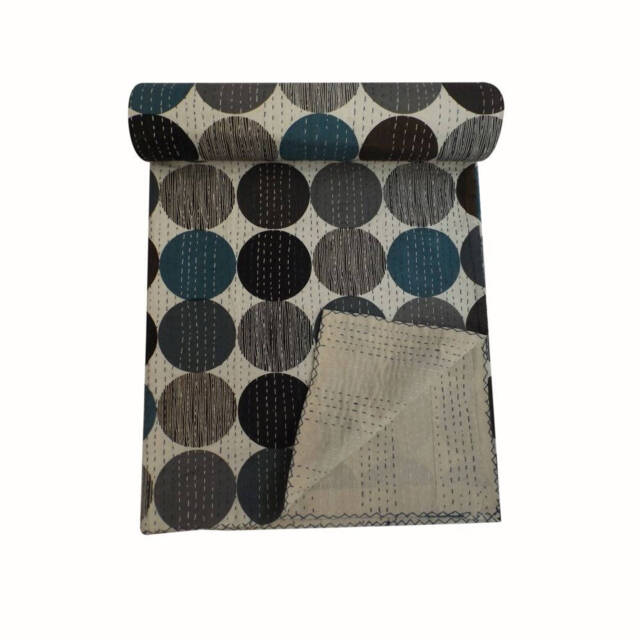 Handmade Kantha Quilt Bohemian Queen Size Bedspread - image 1