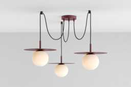Zoe 3-Port Ceiling Pendant Hanging Light Burgundy Red Kitchen Island Fixture Disc Lamp Shade