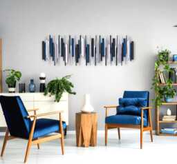 Large Wood & Metal Wall Art, Modern Geometric Copper Decor