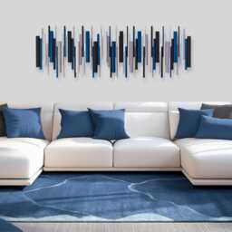 Large Wood & Metal Wall Art, Modern Geometric Copper Decor - thumbnail 4