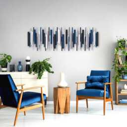 Large Wood & Metal Wall Art, Modern Geometric Copper Decor - thumbnail 3