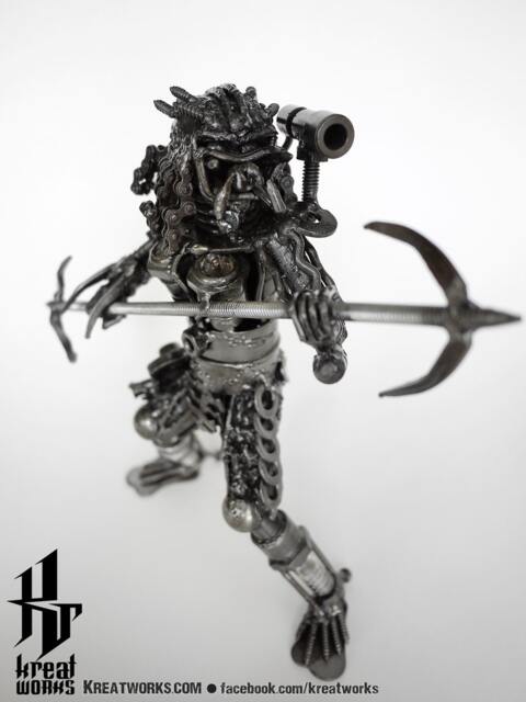 Mini Metal Hunter 2Hand Spear - Small Item/Recycle Sustainable Sculpture Art - image 1