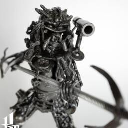 Mini Metal Hunter 2Hand Spear - Small Item/Recycle Sustainable Sculpture Art - thumbnail 2