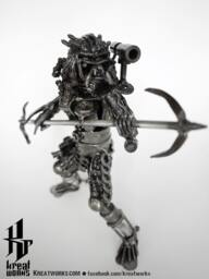 Mini Metal Hunter 2Hand Spear - Small Item/Recycle Sustainable Sculpture Art - thumbnail 1