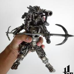 Mini Metal Hunter 2Hand Spear - Small Item/Recycle Sustainable Sculpture Art - thumbnail 4