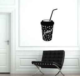 Paper Coffee Glass Vinyl Wall Decal Shop Decoration Idea Stickers - #2813Di