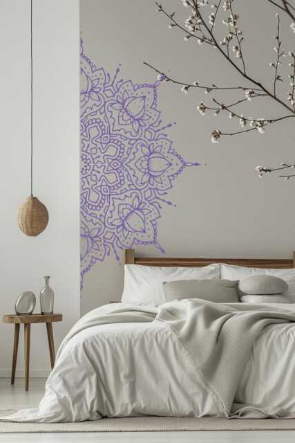Vertical Half Mandala Wall Decal, Boho Corner Door Art, Removable Vinyl Sticker - image 1