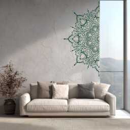 Vertical Half Mandala Wall Decal, Boho Corner Door Art, Removable Vinyl Sticker - thumbnail 4
