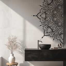 Vertical Half Mandala Wall Decal, Boho Corner Door Art, Removable Vinyl Sticker - thumbnail 3