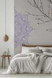 Vertical Half Mandala Wall Decal, Boho Corner Door Art, Removable Vinyl Sticker - thumbnail 1
