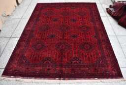 Handmade Red Afghan Wool Rug Beljik Tribal Carpet - 10.8x8.2 Ft - thumbnail 1