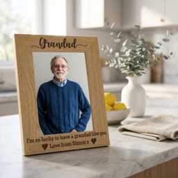 Personalised Grandad Oak Wood Photo Frame - Custom Engraved Gift For Grandfather Birthday - thumbnail 4