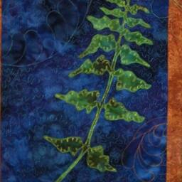 Art Quilt - Green Fern Wall Hanging Ooak Quiltsy Handmade - thumbnail 2