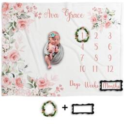 New Born Baby Gift Personalized Blanket Milestone Age Marker Photo Shoot For Mum Shower Growth - thumbnail 1