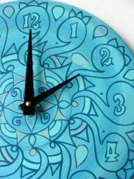Cockatoo Teal Clock - Geometric Pastel Home Decor Made From Recycled Vinyl Record - thumbnail 1