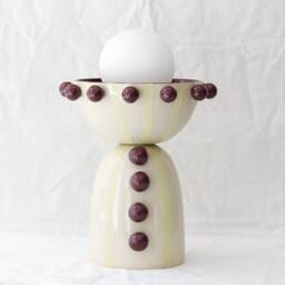 Circa Bordeaux & Lime Handmade Ceramic Table Lamp - Unique Piece For You Living Room Or Bedroom Housewarming Gift With Bulb - thumbnail 4