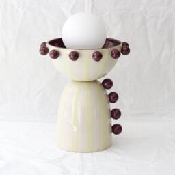 Circa Bordeaux & Lime Handmade Ceramic Table Lamp - Unique Piece For You Living Room Or Bedroom Housewarming Gift With Bulb - thumbnail 2