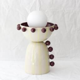 Circa Bordeaux & Lime Handmade Ceramic Table Lamp - Unique Piece For You Living Room Or Bedroom Housewarming Gift With Bulb - thumbnail 3
