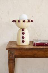 Circa Bordeaux & Lime Handmade Ceramic Table Lamp - Unique Piece For You Living Room Or Bedroom Housewarming Gift With Bulb