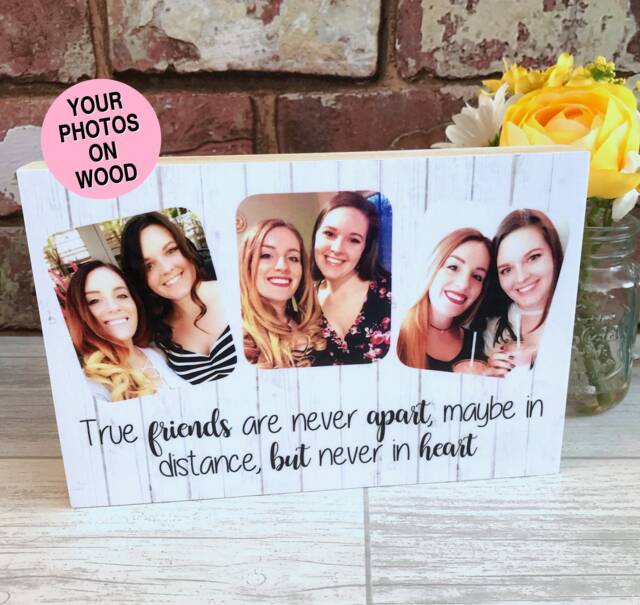 Long Distance Friends, True Friends Gift, Best Funny Quote, Gifts For Friend, Photo Block, Frame, Woodphoto - image 1
