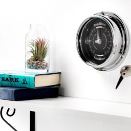 Tabic Prestige Tide Clock in Chrome With A Jet Black Dial, Heavy Solid Brass Case - 1/2Kg , Electroplated With Chromium, Handmade in England - thumbnail 2