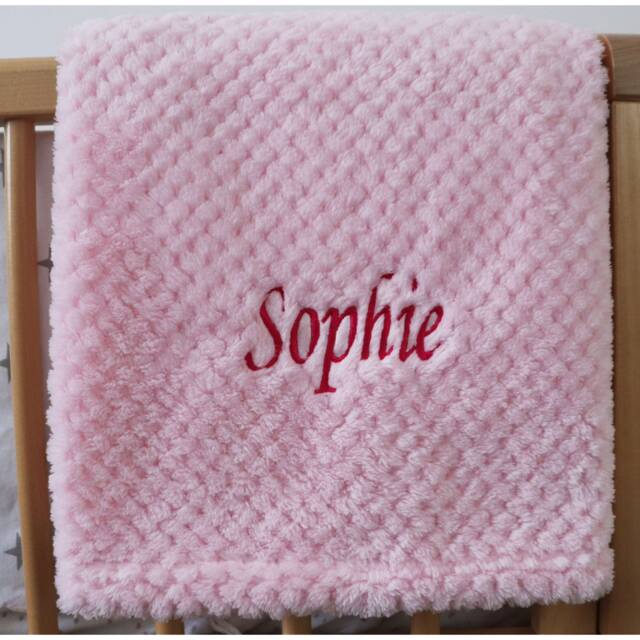 Personalised Baby Waffle Blanket Pink Soft Newborn Christening Shower Gift - image 1
