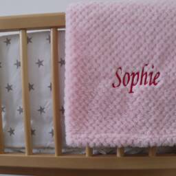 Personalised Baby Waffle Blanket Pink Soft Newborn Christening Shower Gift - thumbnail 2