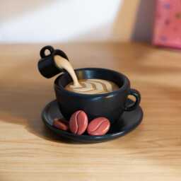 3D Printed Coffee Cup Trinket Dish Handmade Resin Jewelry Holder - thumbnail 2