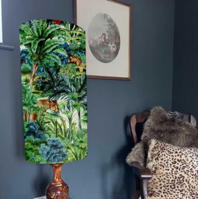 Big Cat Jungle Velvet Cylinder Lampshade Extra Tall Animal Velvet - image 1