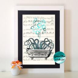 Octopus Bath, Dictionary Art Print, Home Decor, Dictionary Quote, Wall Old Decor N31 - thumbnail 2
