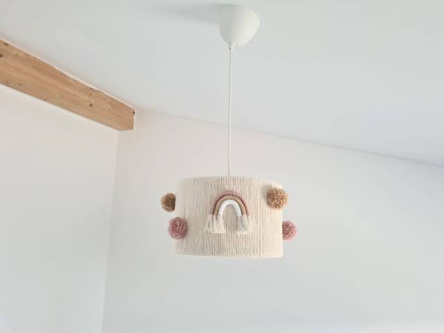 Boho Rainbow Nursery Lampshade Macrame Kids Room Chandelier - image 1