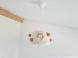 Boho Rainbow Nursery Lampshade Macrame Kids Room Chandelier