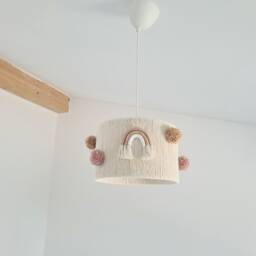 Boho Rainbow Nursery Lampshade Macrame Kids Room Chandelier - thumbnail 3
