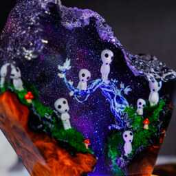 Premium Ghib-I Kodama Resin Lamp - Handmade Forest Spirit Led Light - Princess Mononoke Inspired Decor, Studio Gift, Mystical - thumbnail 3