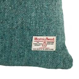 Harris Tweed Cushion Cover Double Sided With Concealed Ykk Zip/Turquoise Blue & Grey Herringbone - 100% Wool All Sizes Available - thumbnail 3